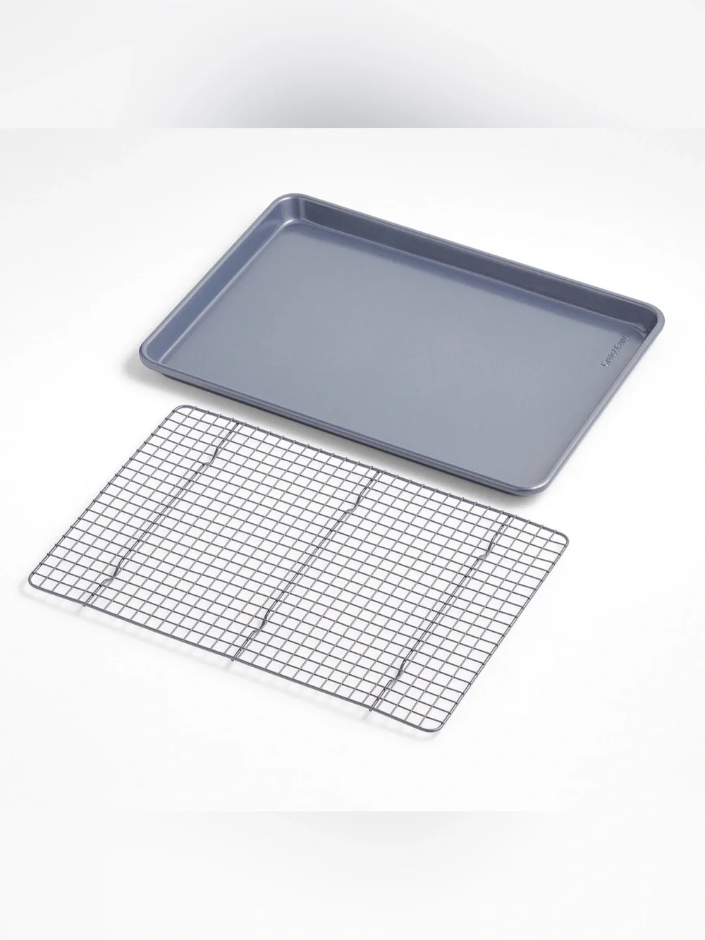 Crate & Barrel Slate Blue Silicone Nonstick Half Sheet Pan and Cooling Rack Set